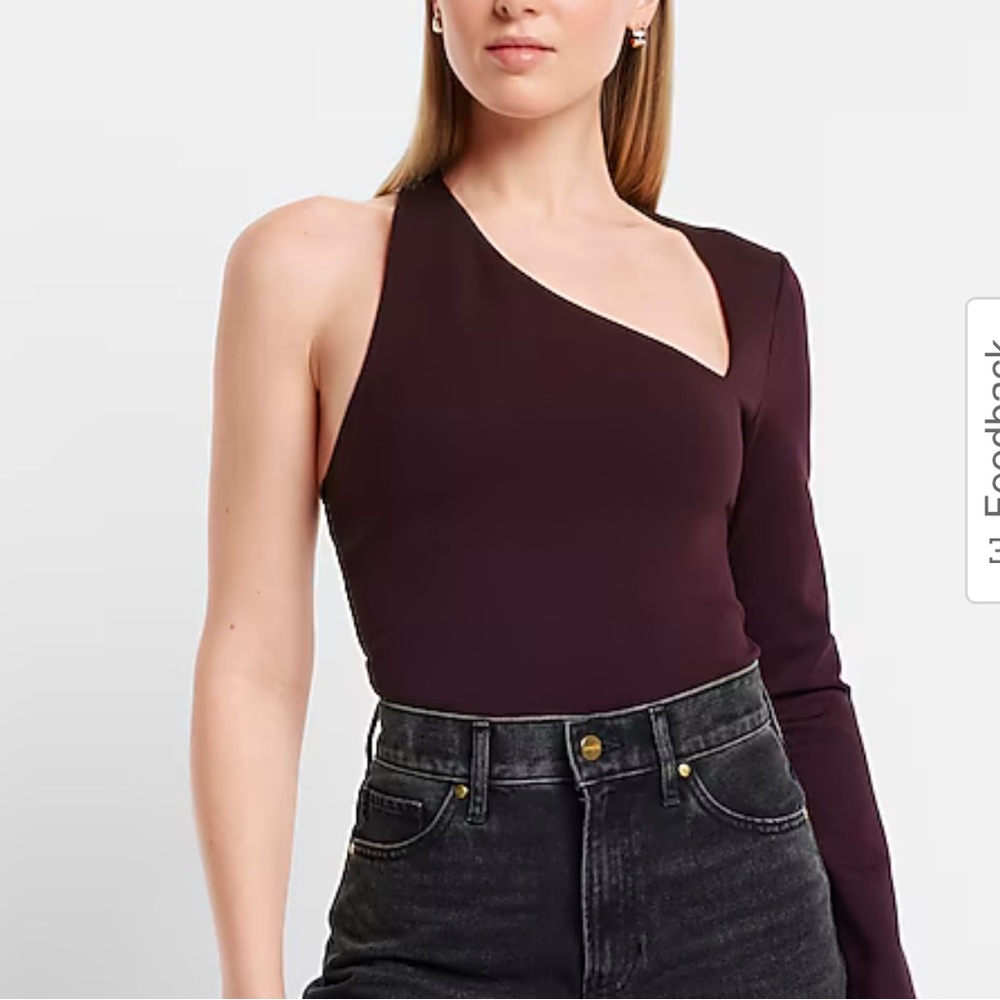 EXPRESS Fitted Ponte One Shoulder Long Sleeve Bodysuit